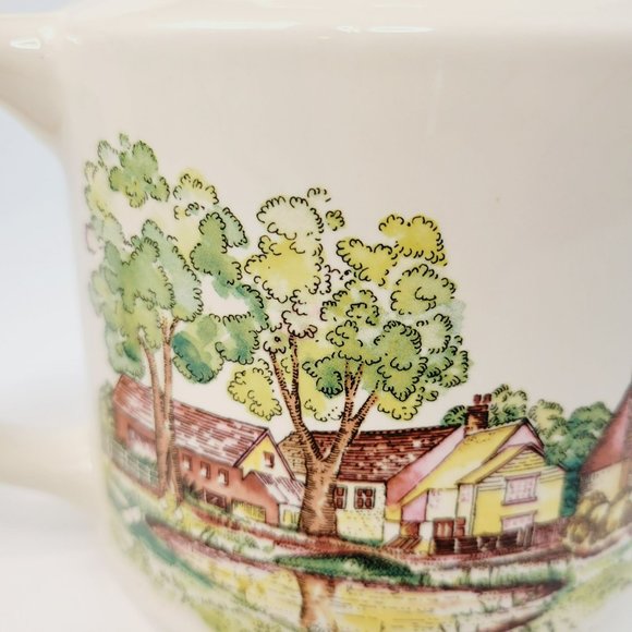 Vintage Wade Teapot Brown English Countryside Village Church Scene, England Made - Picture 6 of 14